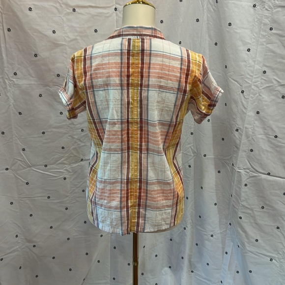 Eddie Bauer size small short sleeve plaid button up top - Picture 4 of 10